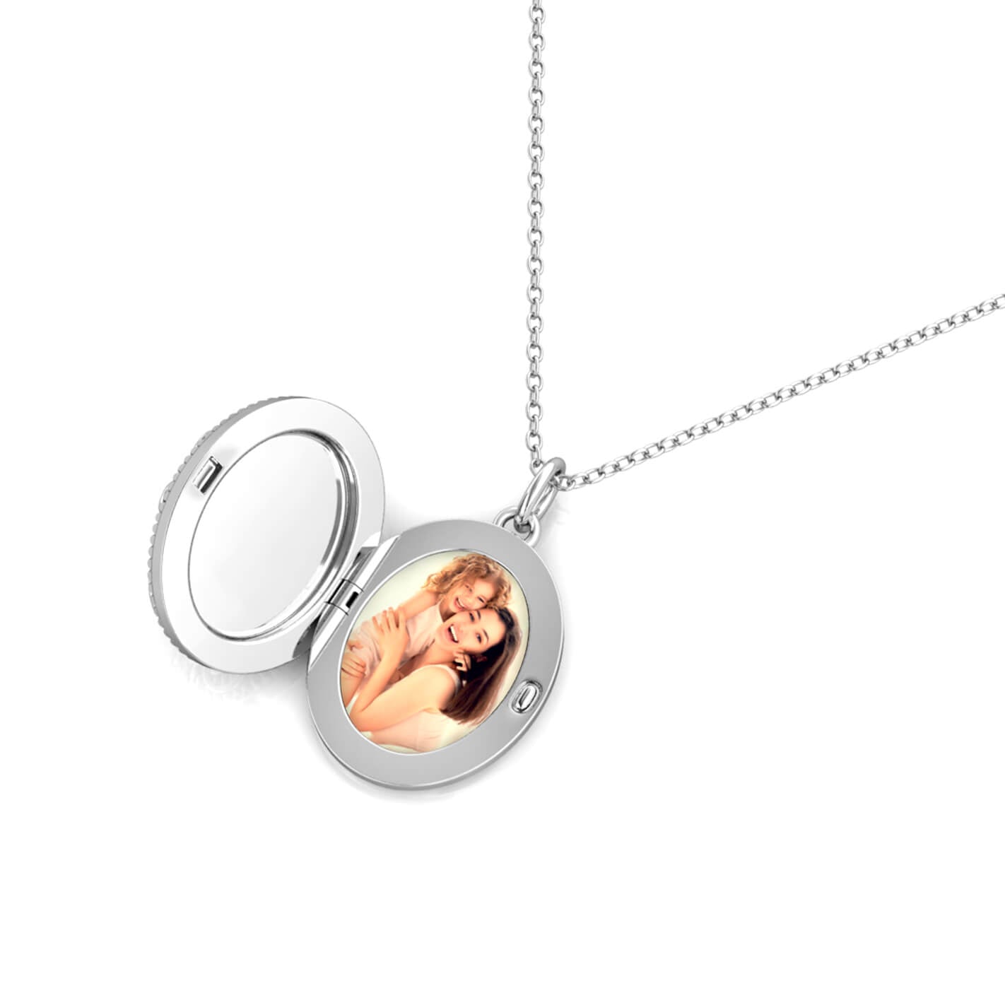 Photo Locket Necklace with Picture Inside - Silver