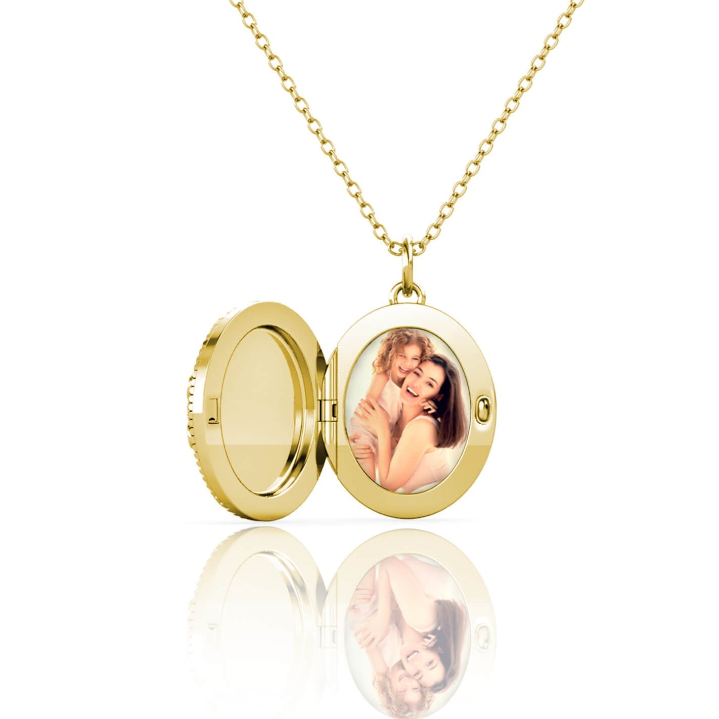 Photo Locket Necklace with Picture Inside - Gold