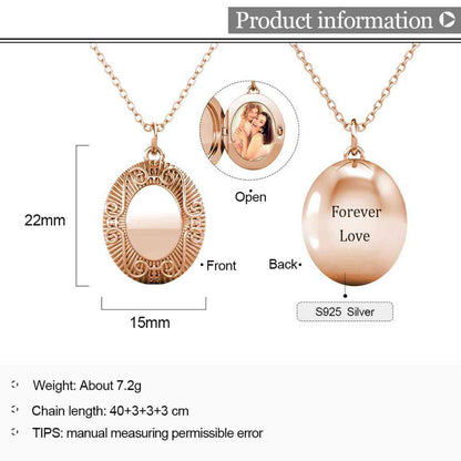 Photo Locket Necklace with Picture Inside - Rose Gold