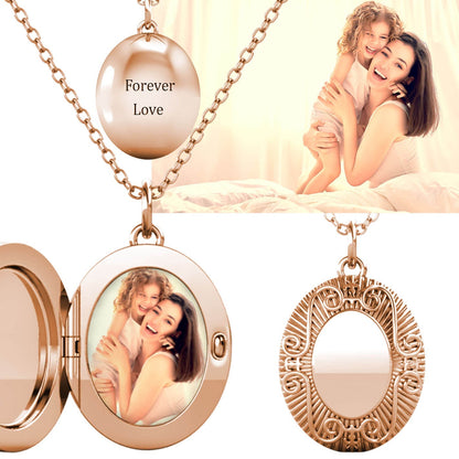 Photo Locket Necklace with Picture Inside - Rose Gold