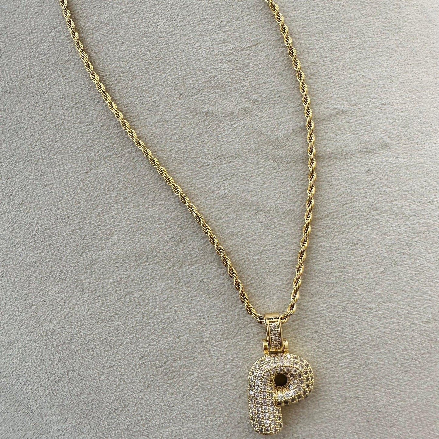 Pavé Bubble Initial Necklace