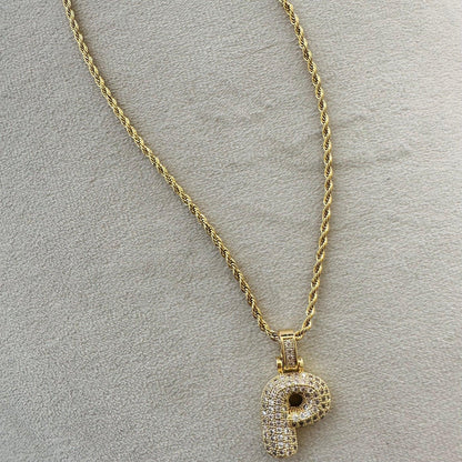 Pavé Bubble Initial Necklace