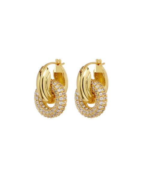 Pave Interlock Hoop Earrings