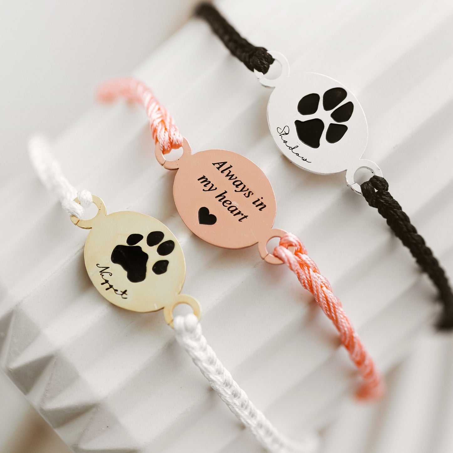 Paw print braided bracelet