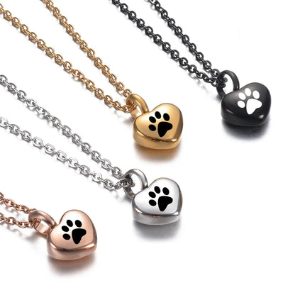 Paw Print Heart Ash Pendant