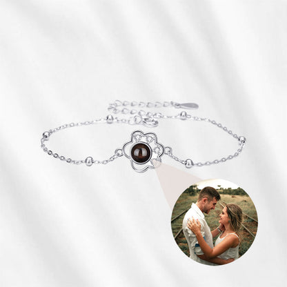 Hidden Photo Bracelet Sterling Silver Paws Satellite Chain