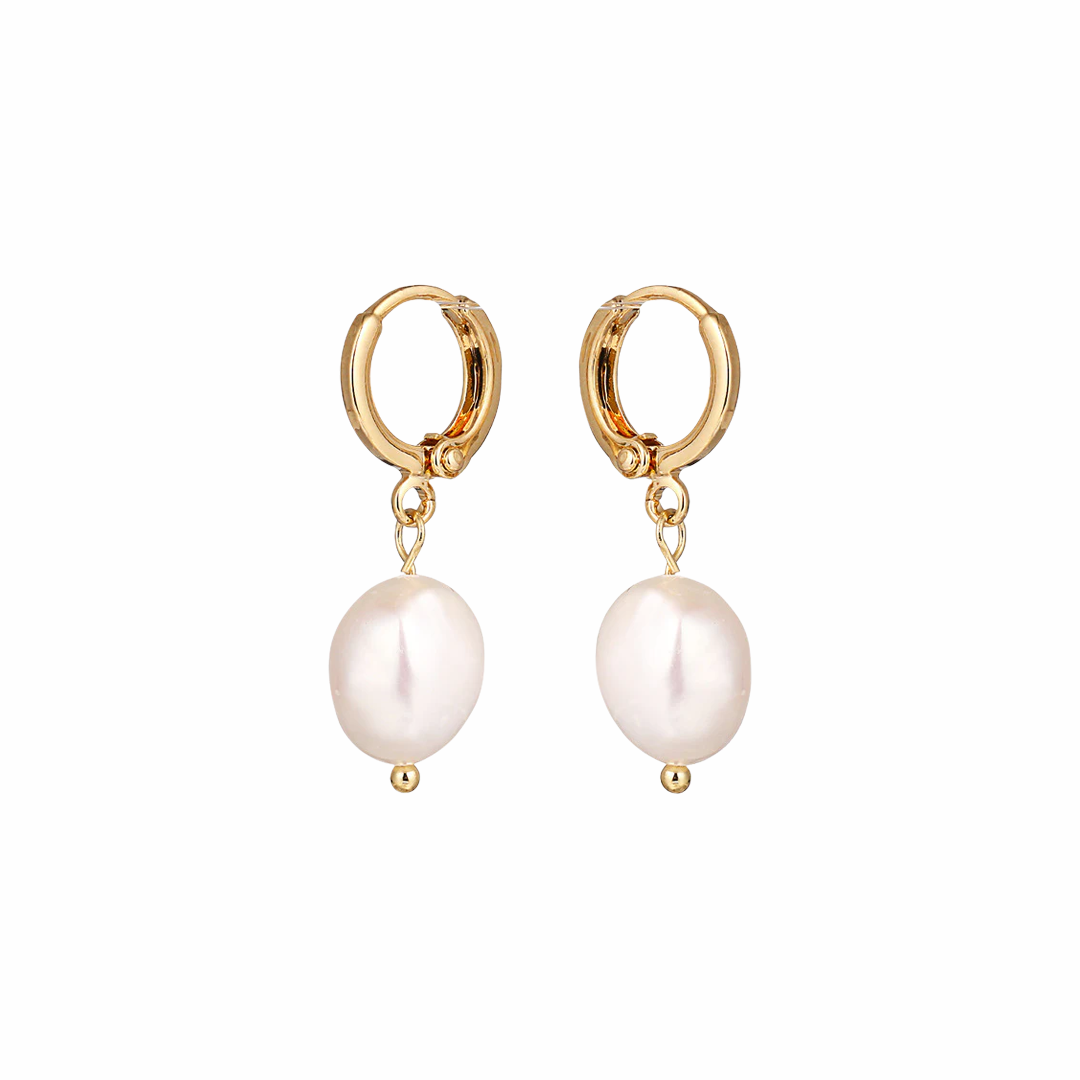 Freshwater Pearl Drop Huggie Earrings