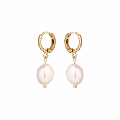 Freshwater Pearl Drop Huggie Earrings