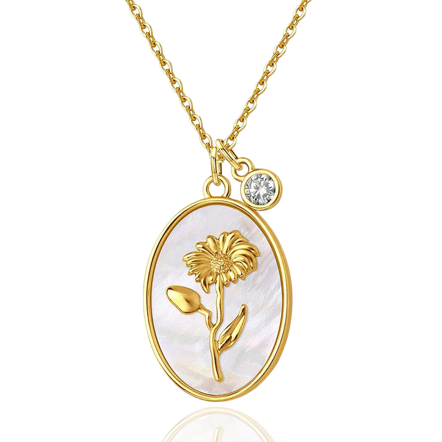 Pearl Birth Flower Pendant Necklace