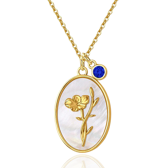 Pearl Birth Flower Pendant Necklace