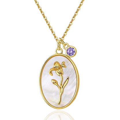 Pearl Birth Flower Pendant Necklace