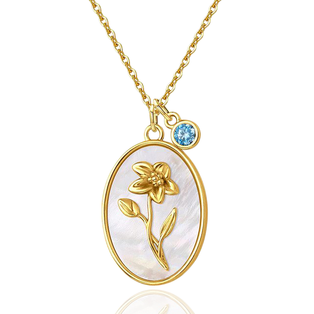 Pearl Birth Flower Pendant Necklace