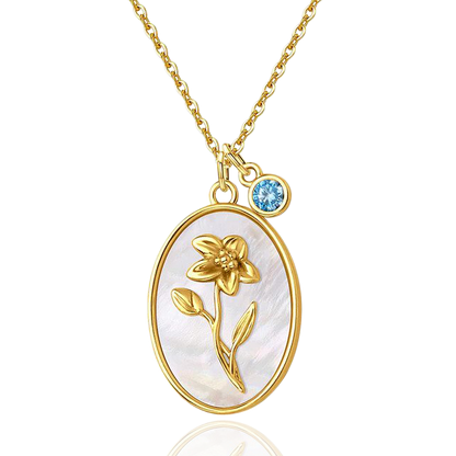 Pearl Birth Flower Pendant Necklace