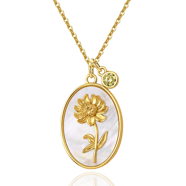 Pearl Birth Flower Pendant Necklace