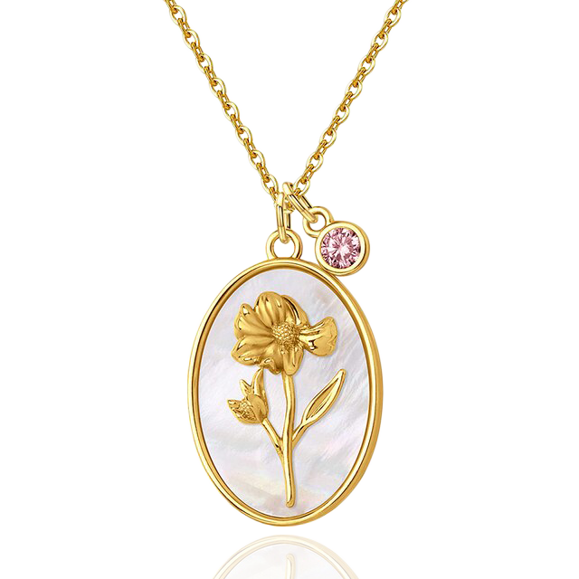 Pearl Birth Flower Pendant Necklace