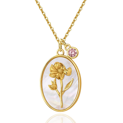 Pearl Birth Flower Pendant Necklace