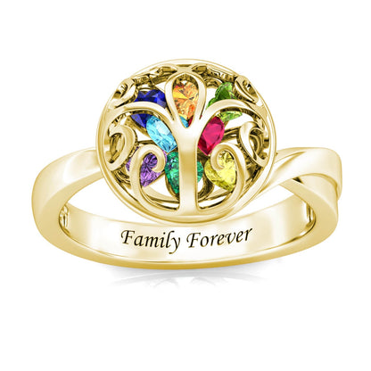 Custom 12 Birthstones Ring for Mom - Gold