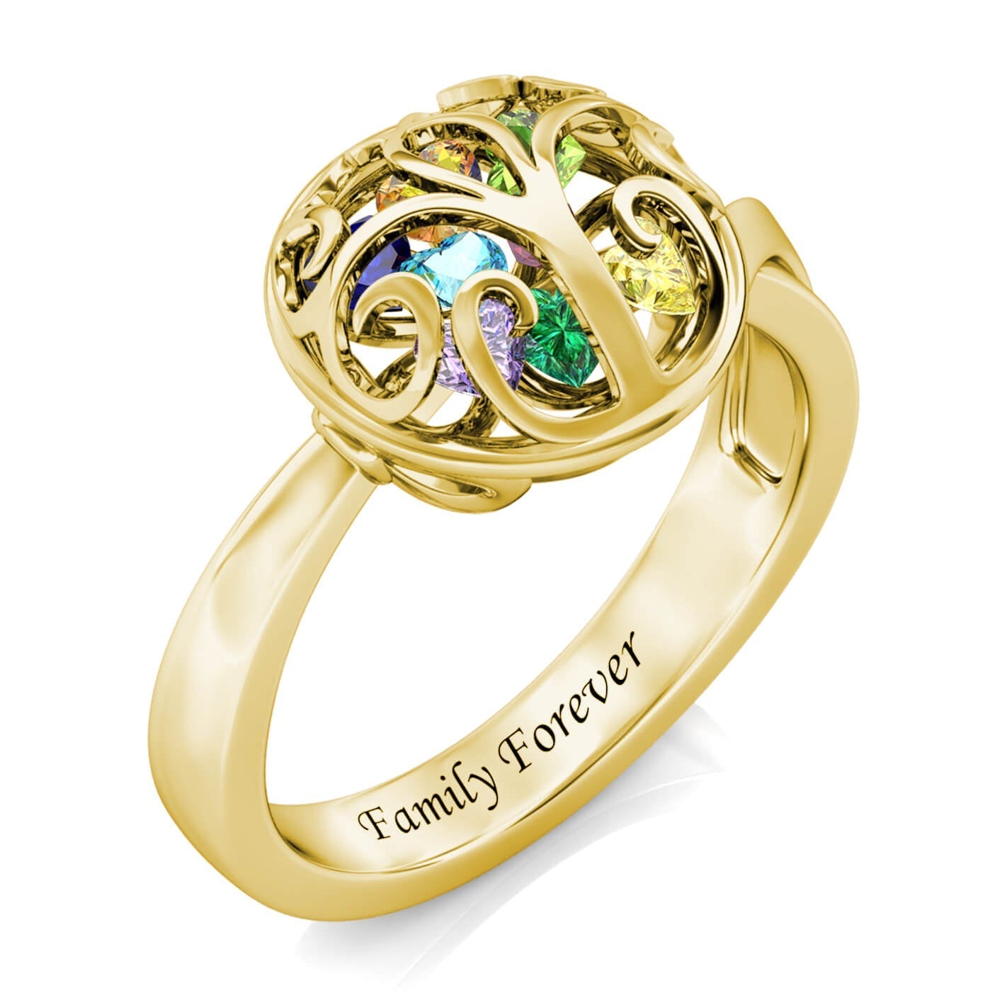 Custom 12 Birthstones Ring for Mom - Gold