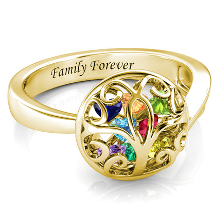 Custom 12 Birthstones Ring for Mom - Gold