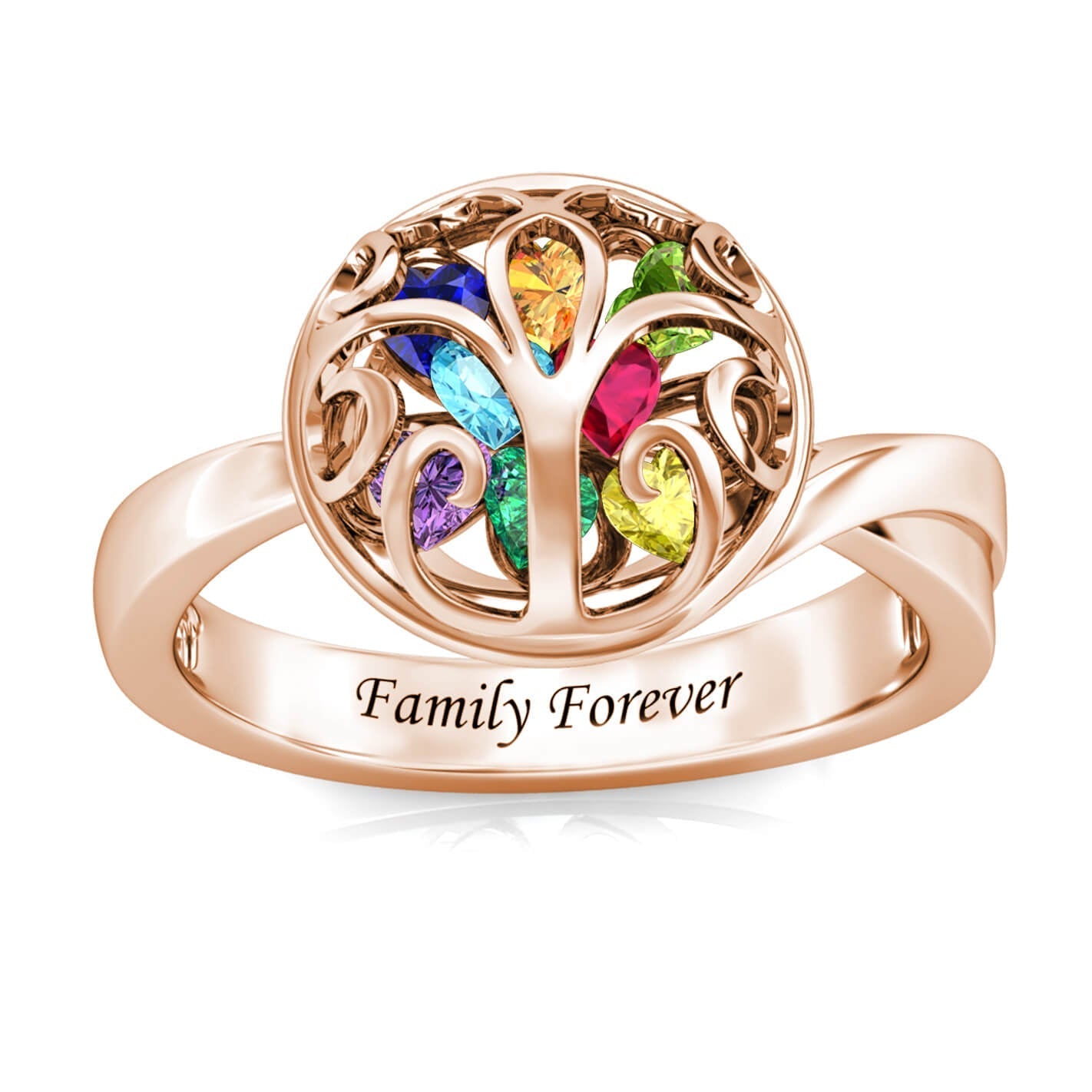 Custom 12 Birthstones Ring for Mom - Rose Gold