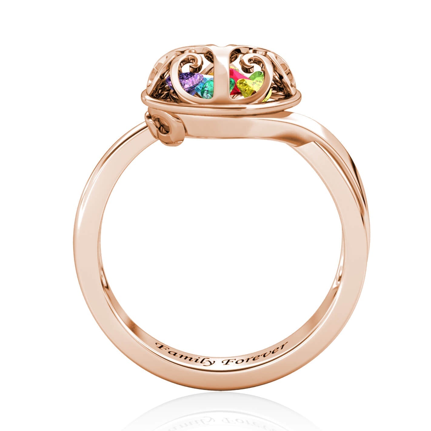 Custom 12 Birthstones Ring for Mom - Rose Gold