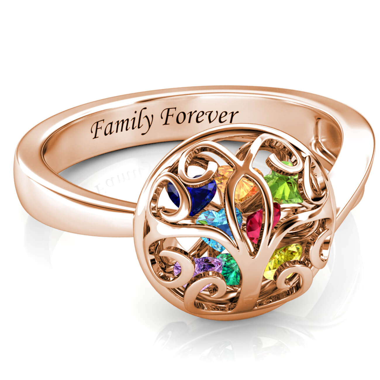 Custom 12 Birthstones Ring for Mom - Rose Gold