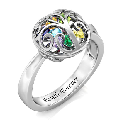 Custom 12 Birthstones Ring for Mom - Silver