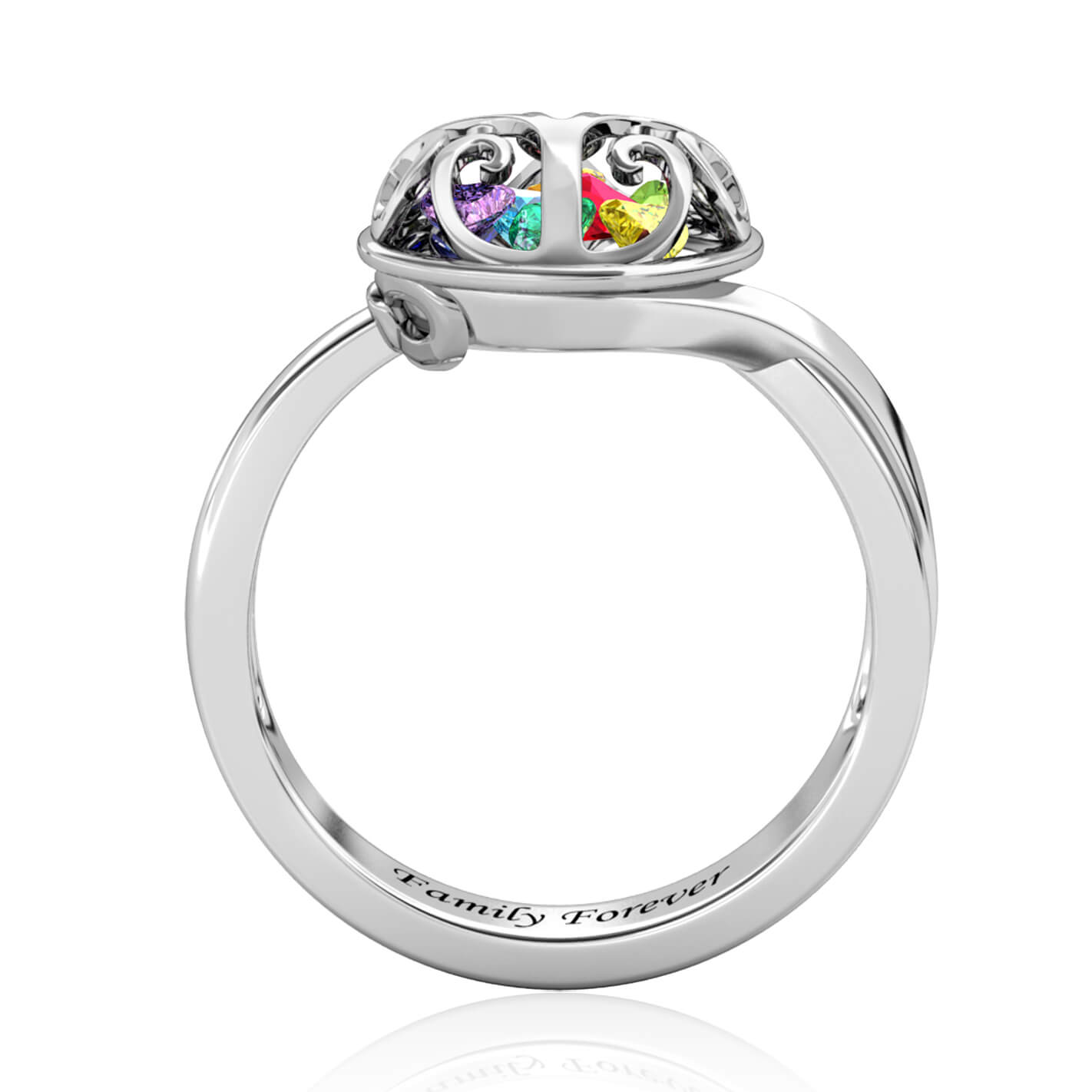 Custom 12 Birthstones Ring for Mom - Silver