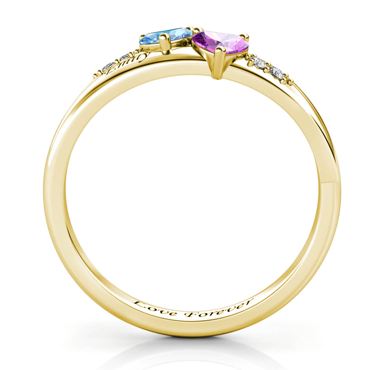 Custom Two Birthstones Ring - Gold