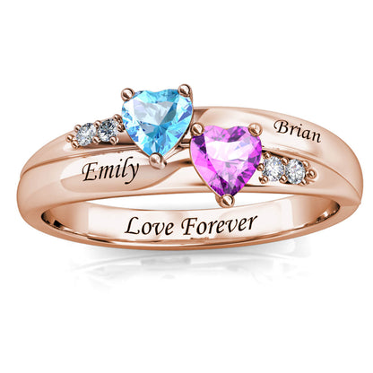 Custom Two Birthstones Ring - Rose Gold