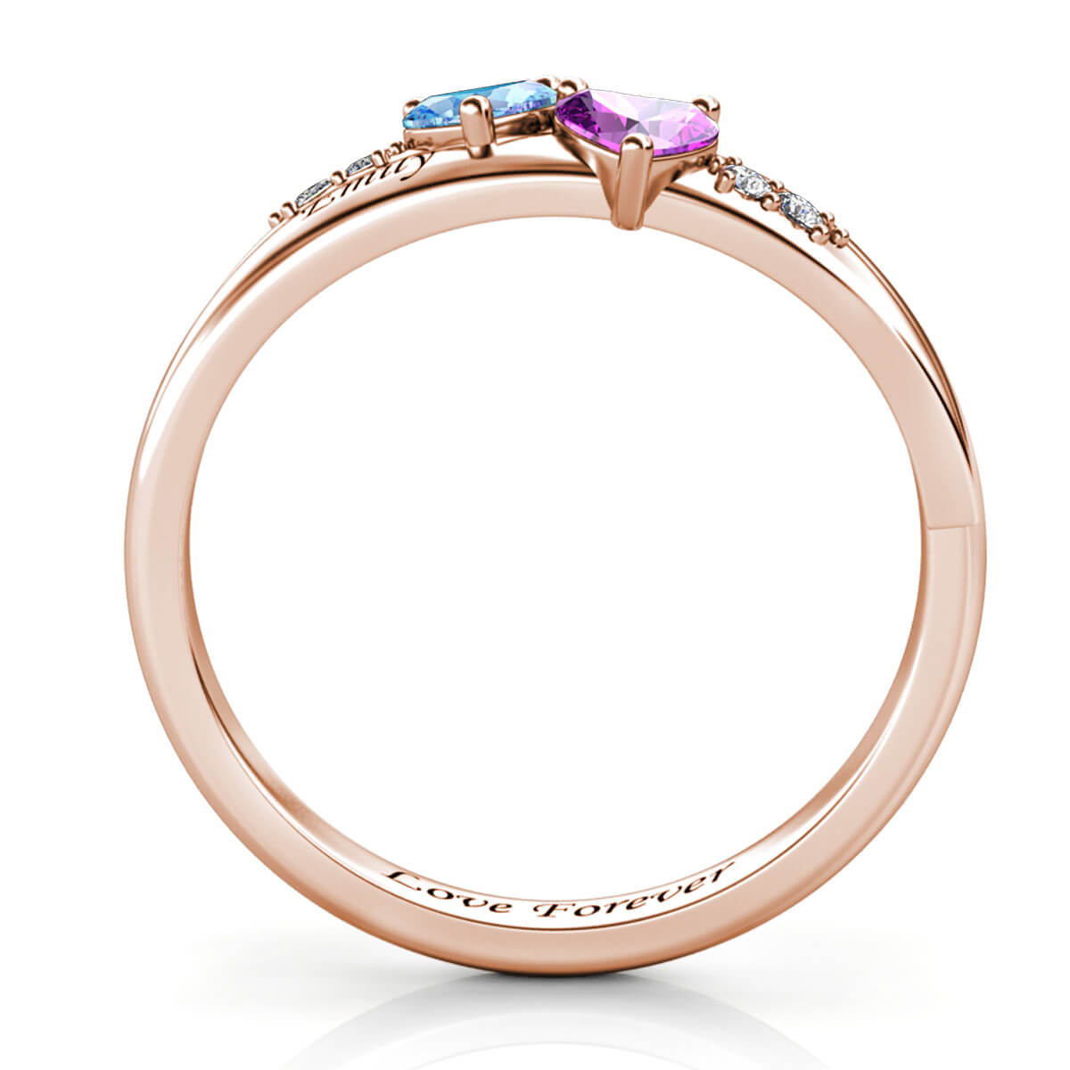 Custom Two Birthstones Ring - Rose Gold