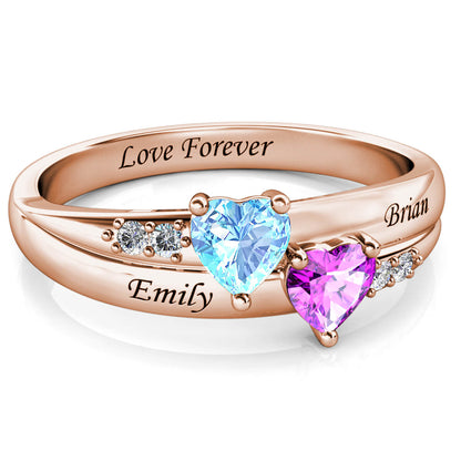 Custom Two Birthstones Ring - Rose Gold