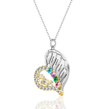 4 Name Necklace with 4 Birthstones