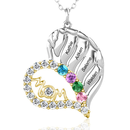 4 Name Necklace with 4 Birthstones