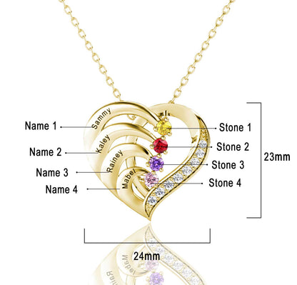 Heart Birthstone Necklace For Mom, Personalized Jewelry Name Necklace, Custom Made Necklace With Name, Engraved Necklace, Mothers Day Mom Necklace, Mother's Day Gift