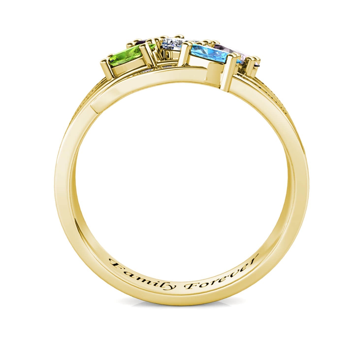 Custom Five Birthstones Ring for Mom - Gold