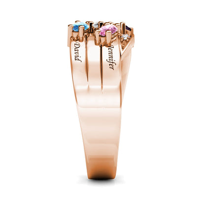 Custom Five Birthstones Ring for Mom - Rose Gold