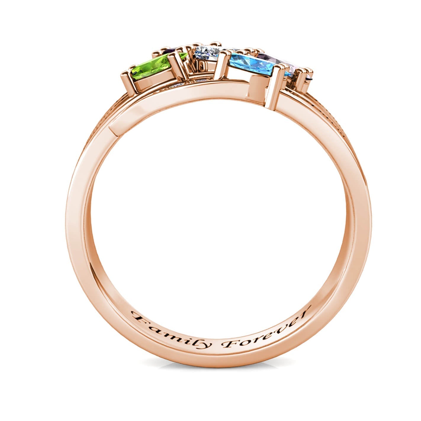 Custom Five Birthstones Ring for Mom - Rose Gold