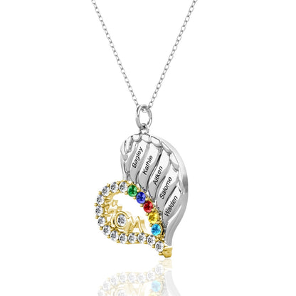 5 Name Necklace with 5 Birthstones