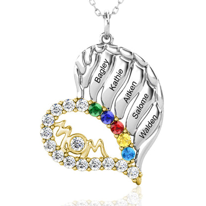 5 Name Necklace with 5 Birthstones