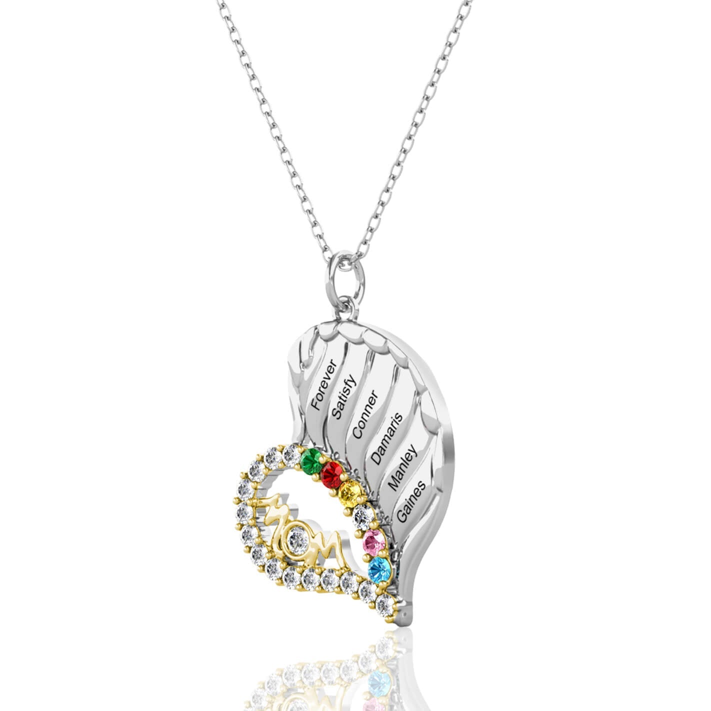 6 Name Necklace with 6 Birthstones