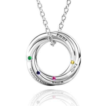 Russian 4 Ring Necklace with 4 Birthstone