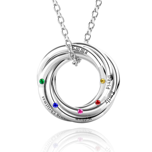 Russian 5 Ring Necklace with 5 Birthstone