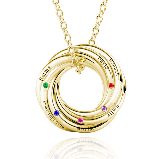 Russian 6 Ring Necklace with 6 Birthstone