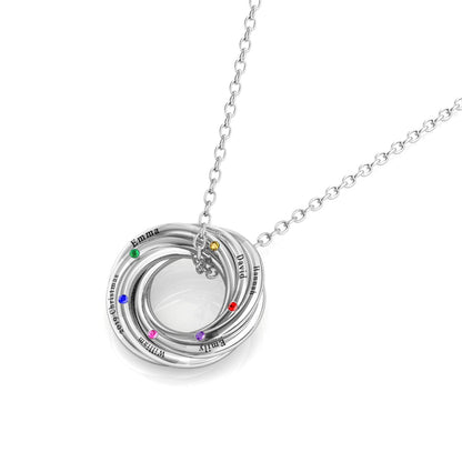 Russian 6 Ring Necklace with 6 Birthstone