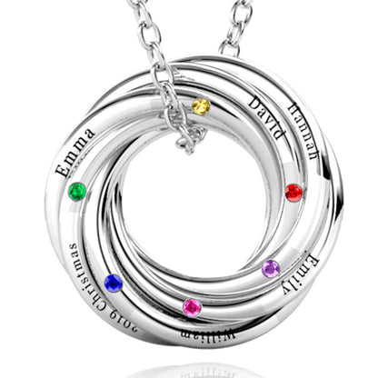 Russian 6 Ring Necklace with 6 Birthstone