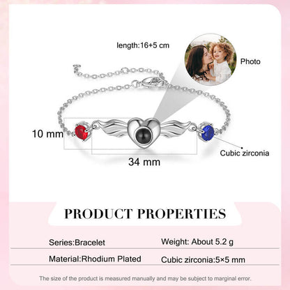 Photo Projection Bracelet with Picture Inside | Two Birthstones Photo Bracelet