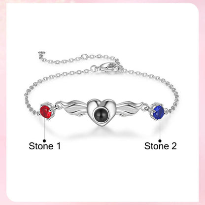 Photo Projection Bracelet with Picture Inside | Two Birthstones Photo Bracelet