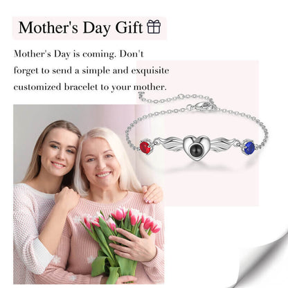 Photo Projection Bracelet with Picture Inside | Two Birthstones Photo Bracelet