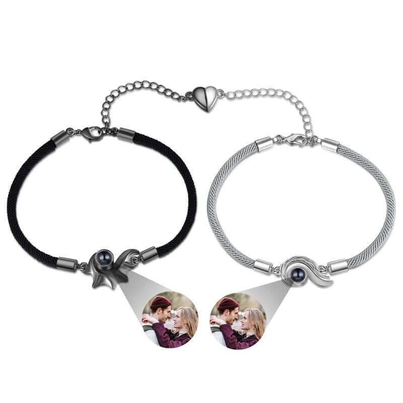 Couple Photo Projection Bracelet with Picture Inside | Conch Charms Photo Bracelets